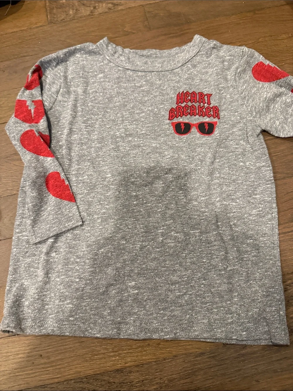 Chaser Kids Gray Long Sleeve 'Heart Breaker' Tee with Red Hearts